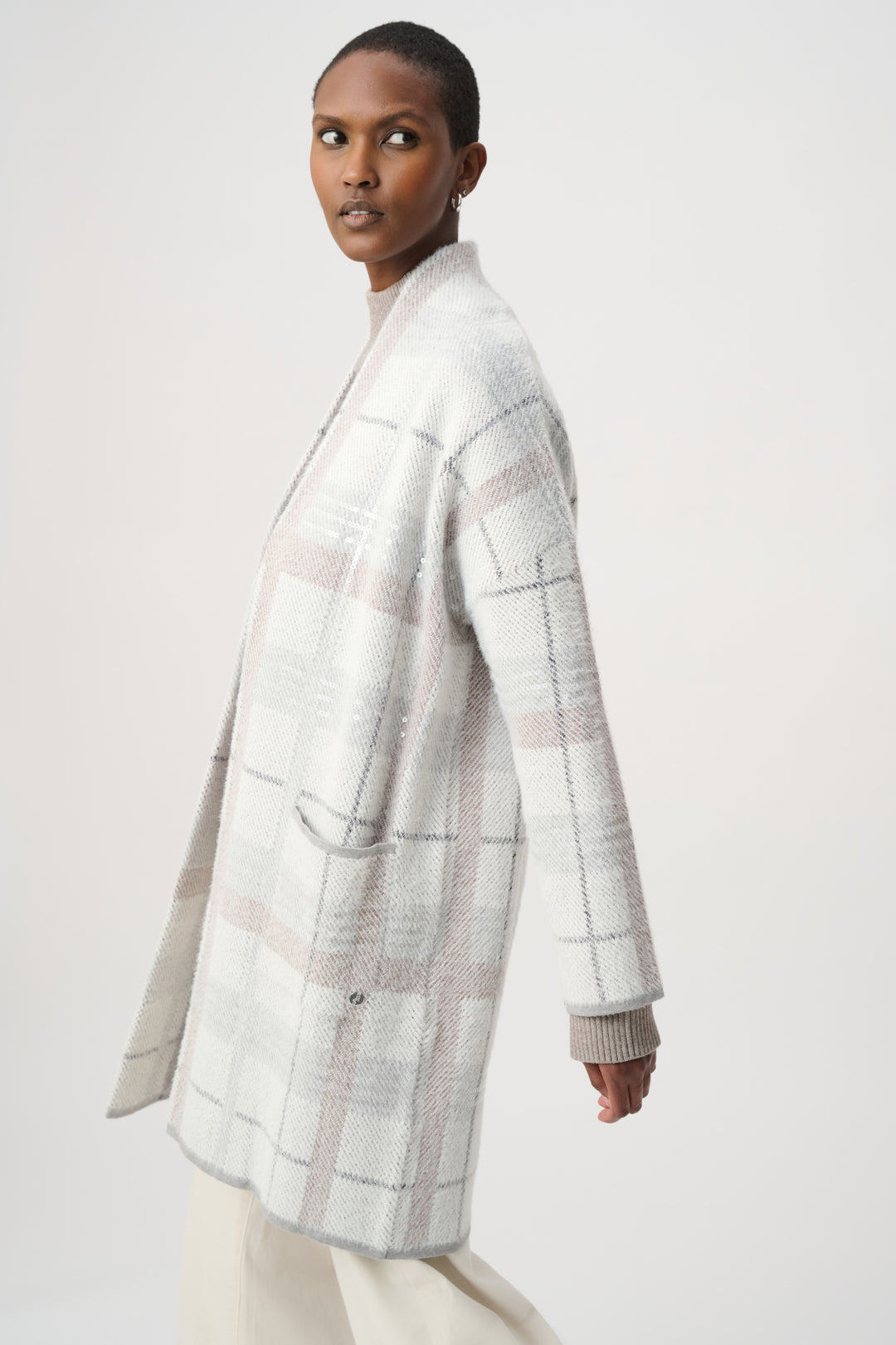 Sequin Plaid Sweater Cover-Up 264956