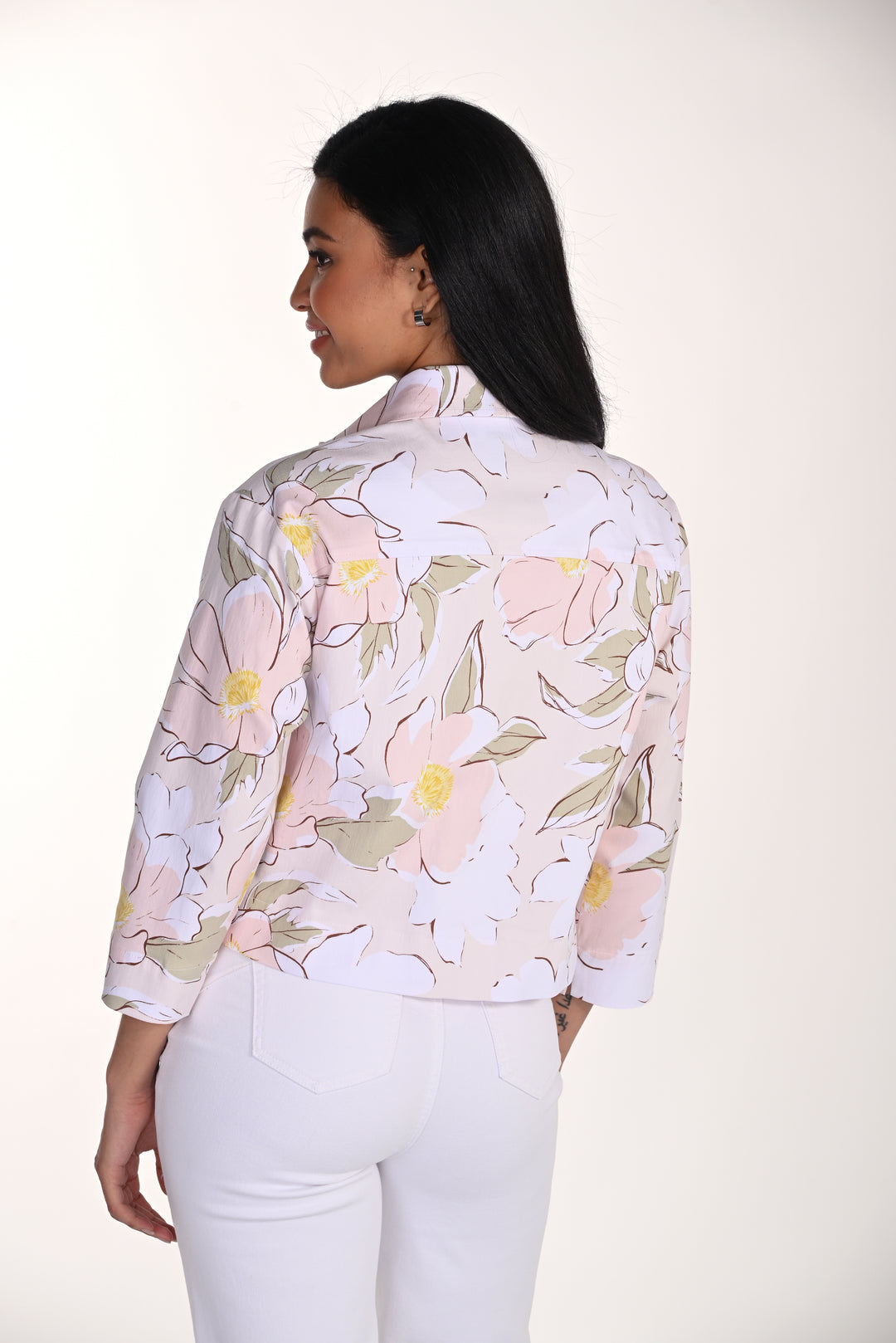Floral Print Hip-Length Structured Jacket 266157
