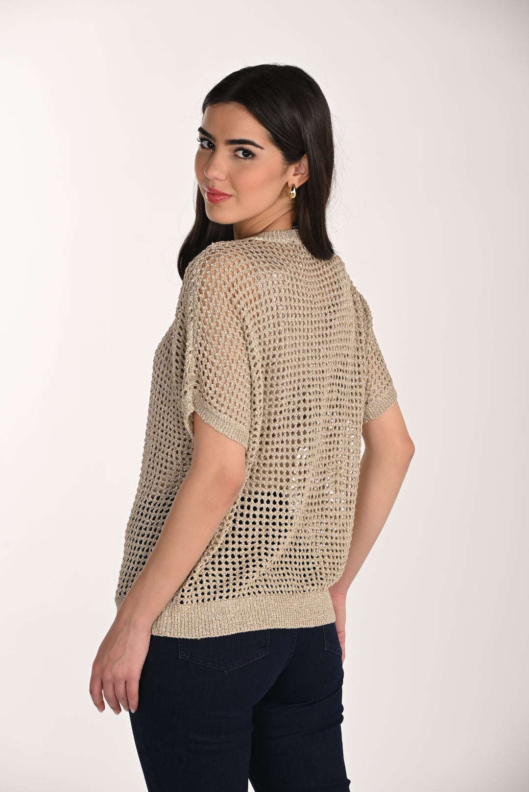 Elegant Crochet Knit Short Sleeve Top 266568