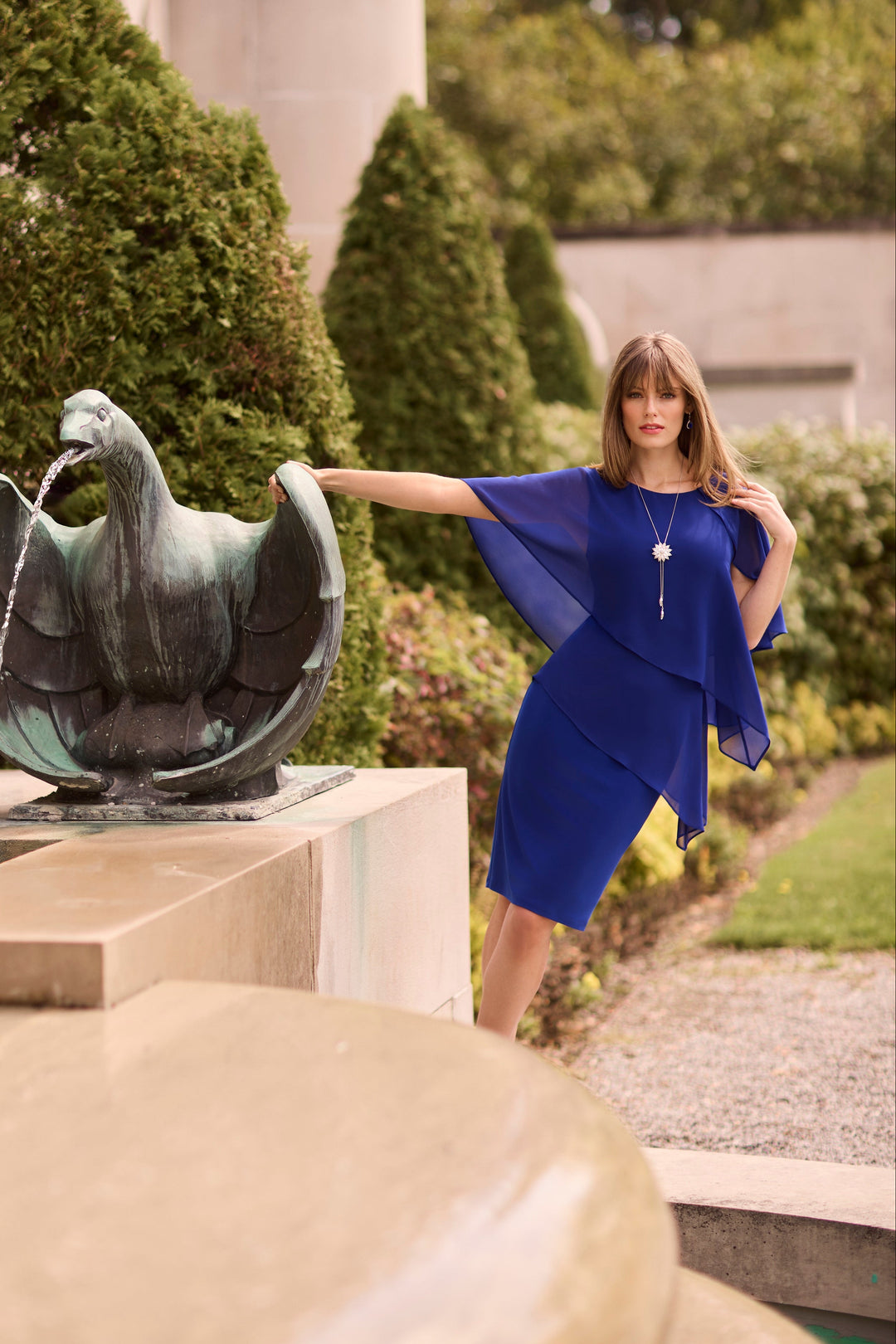 Frank Lyman Floating Chiffon Cape-Effect Knee-Length Dress 268004 TYH Boutique Frank Lyman Floating Chiffon Cape-Effect Knee-Length Dress 268004 TYH Boutique