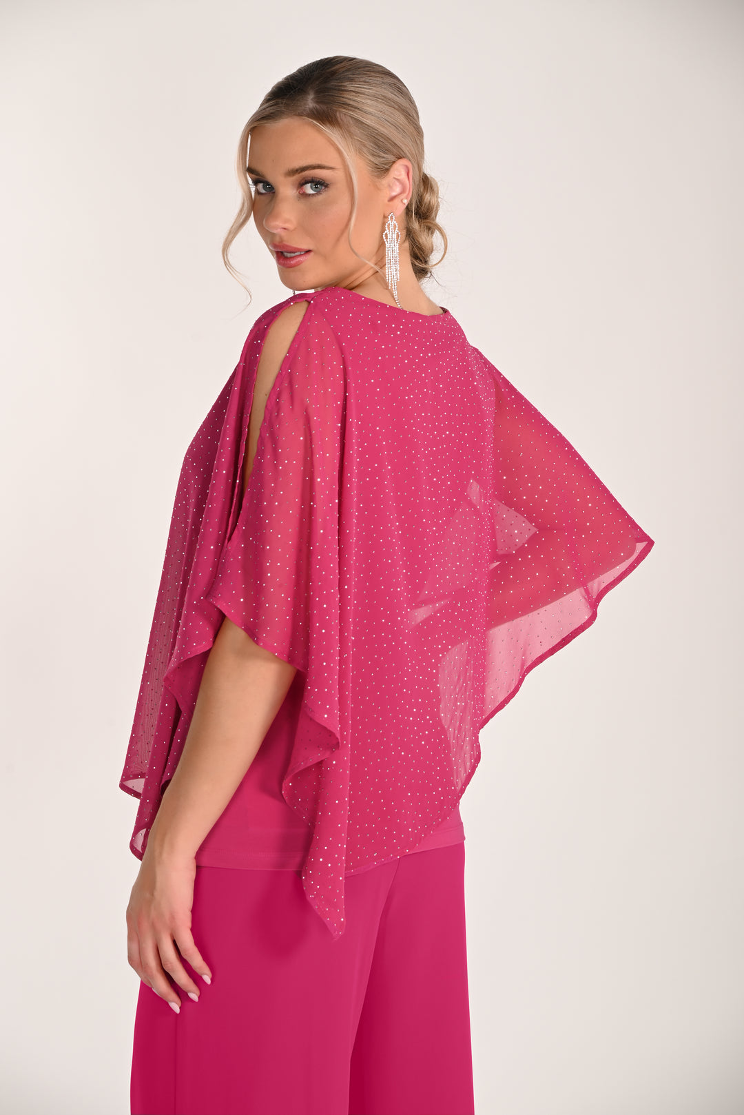 Chiffon Overlay Top with Shimmer Detail 268194