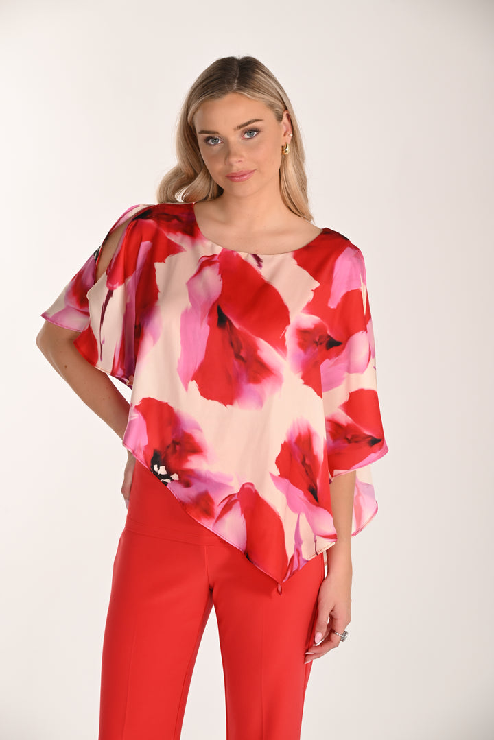 Floral Chiffon Overlay Top 268292