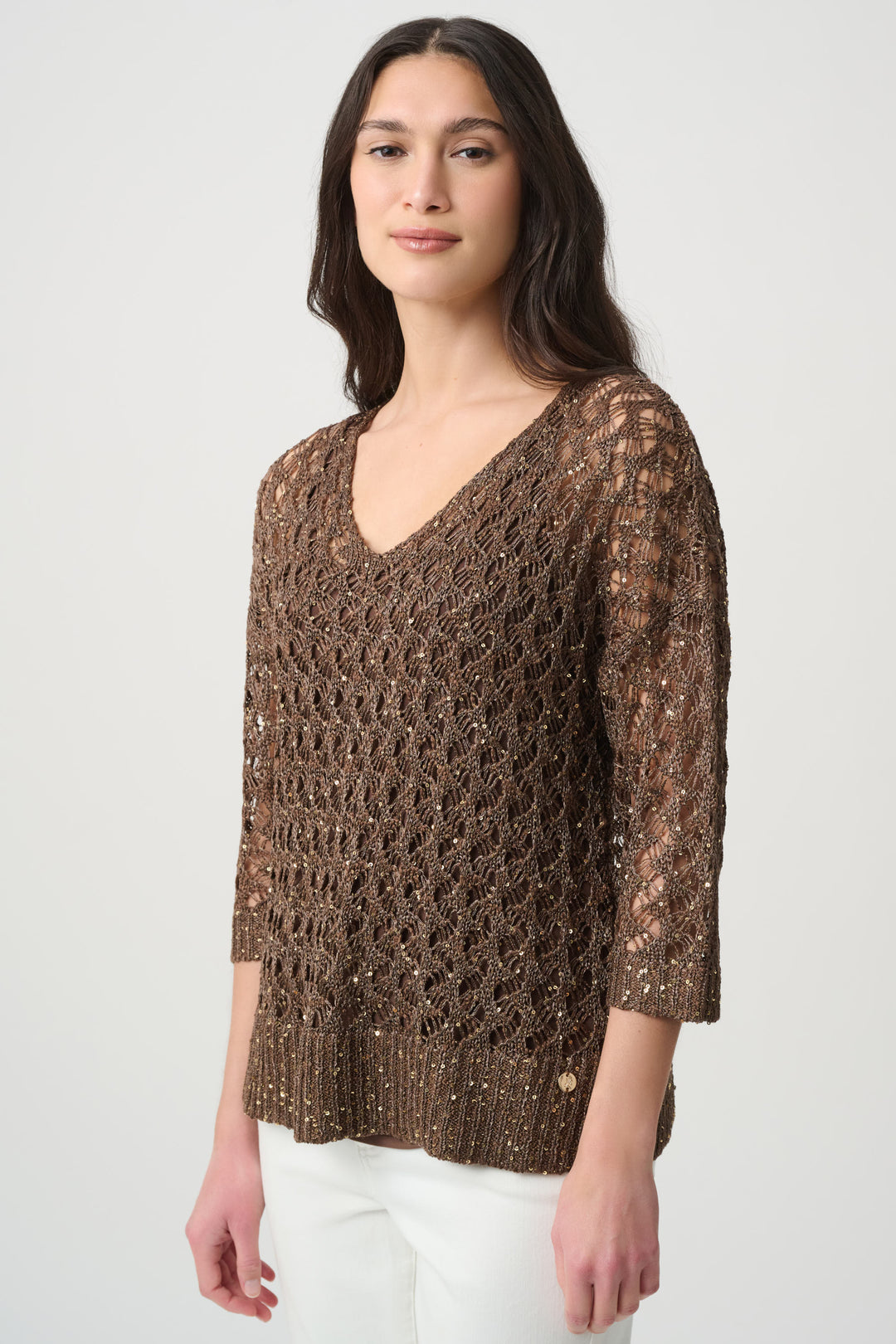 Sequin Yarn V-Neck Sweater 271979