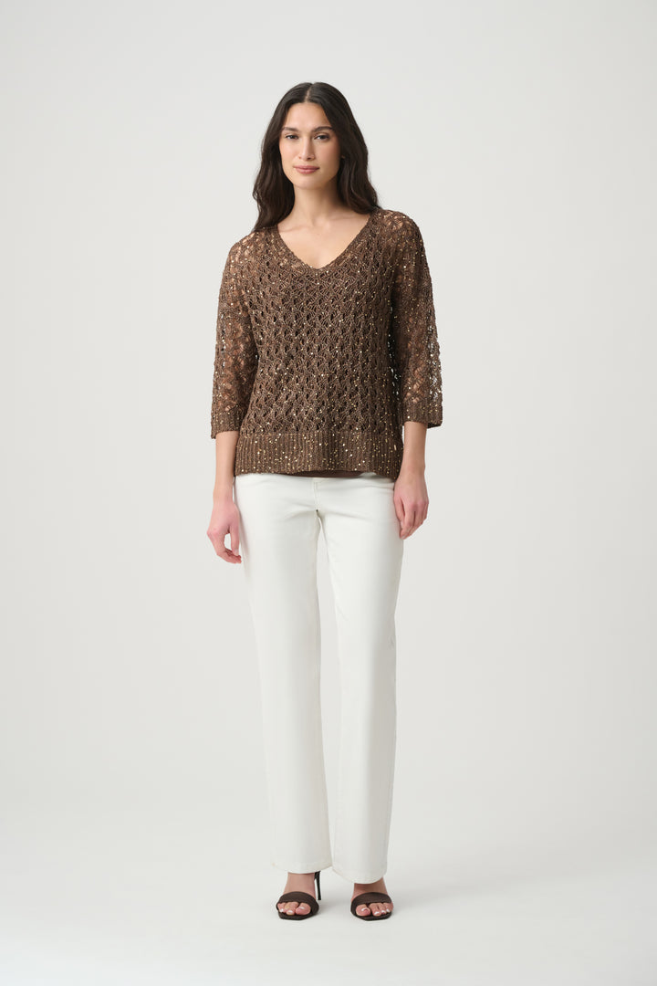 Sequin Yarn V-Neck Sweater 271979