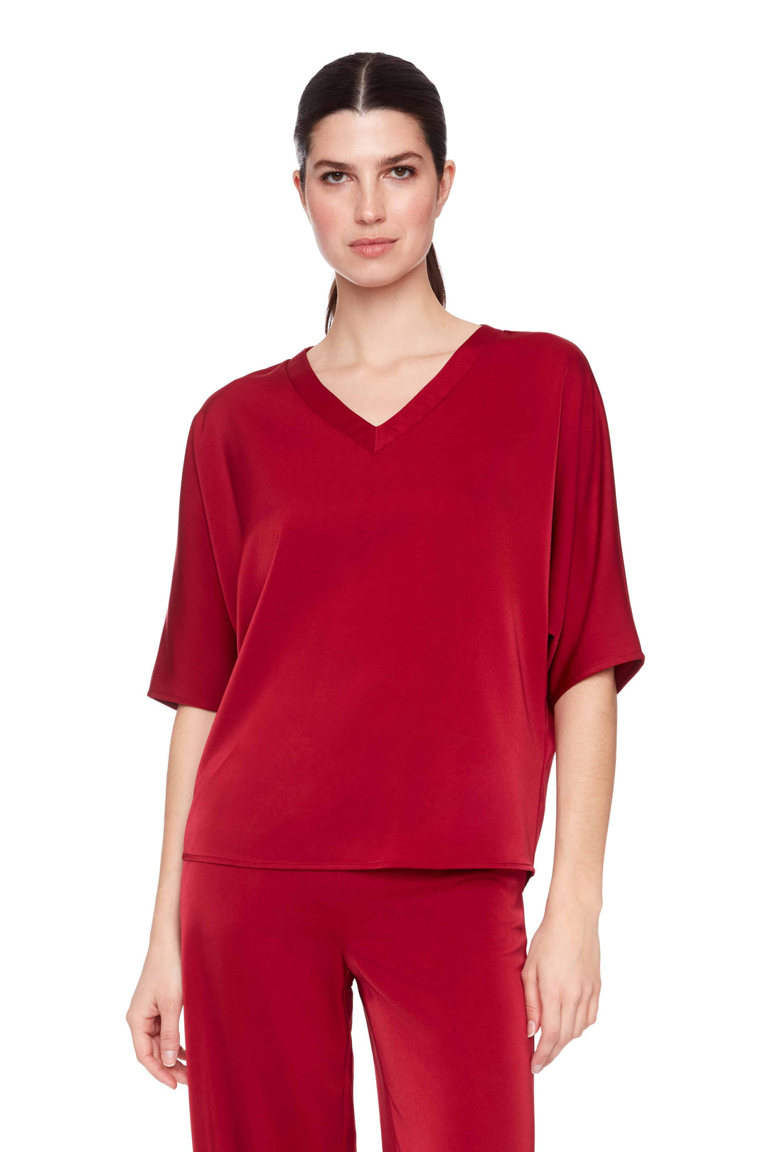 UP! Solid Belize Satin V-neck T-Shirt 30404
