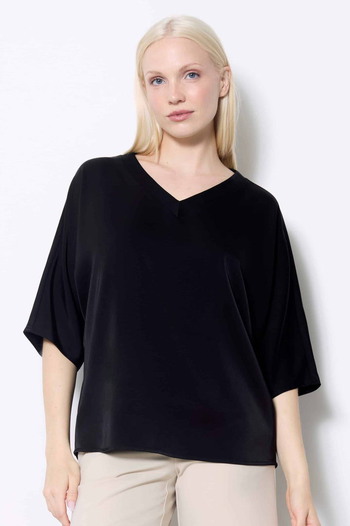 UP! Solid Belize Satin V-neck T-Shirt 30404