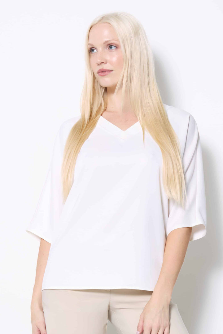 UP! Solid Belize Satin V-neck T-Shirt 30404