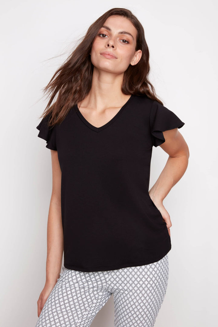Provence V-neck Ruffle Sleeve Top