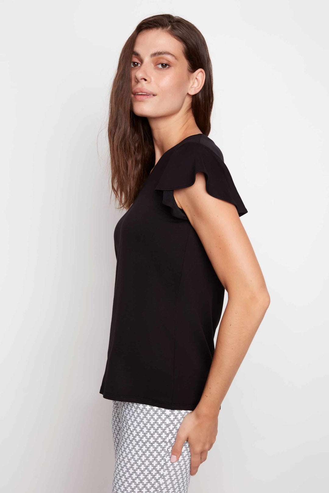 Provence V-neck Ruffle Sleeve Top