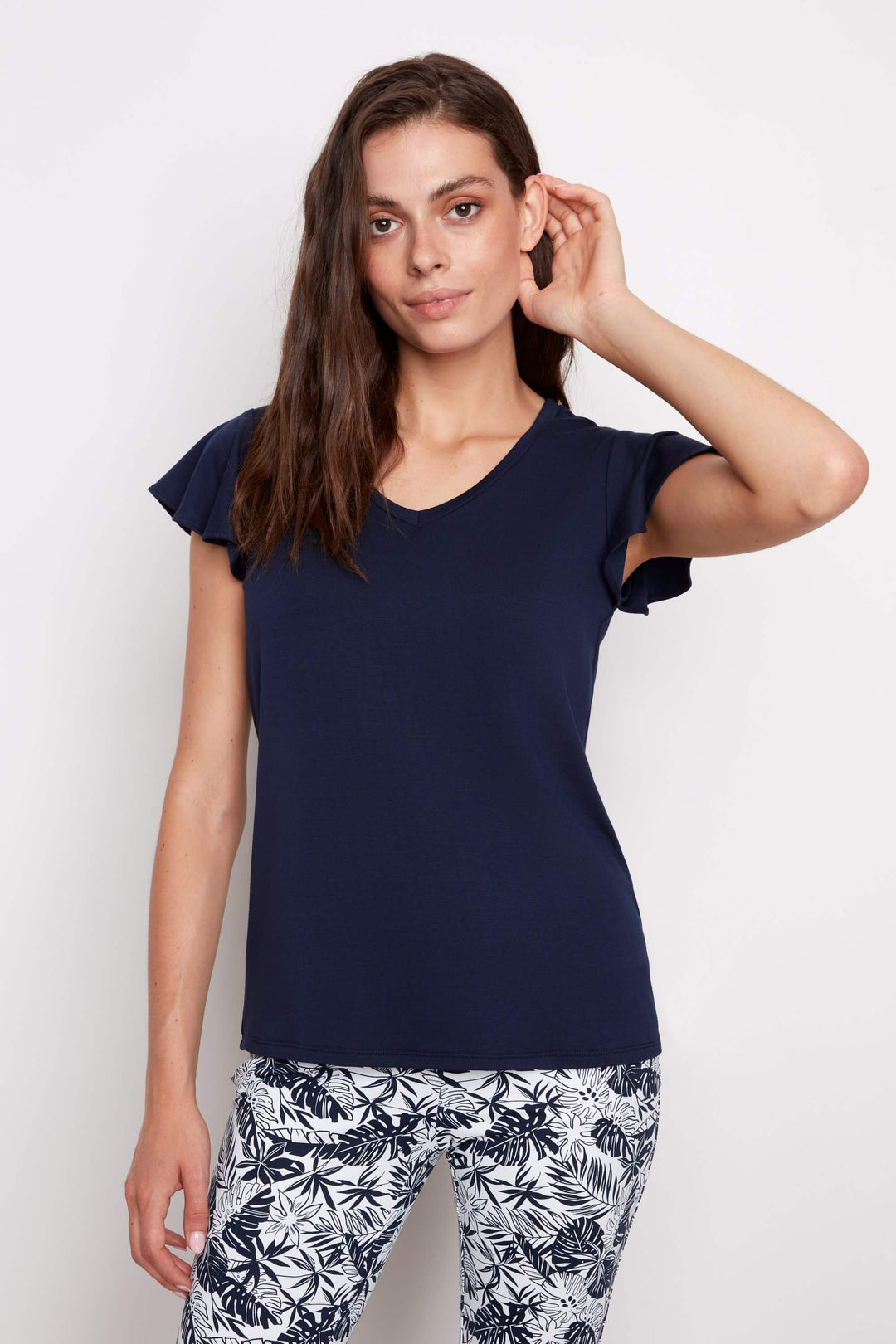 Provence V-neck Ruffle Sleeve Top