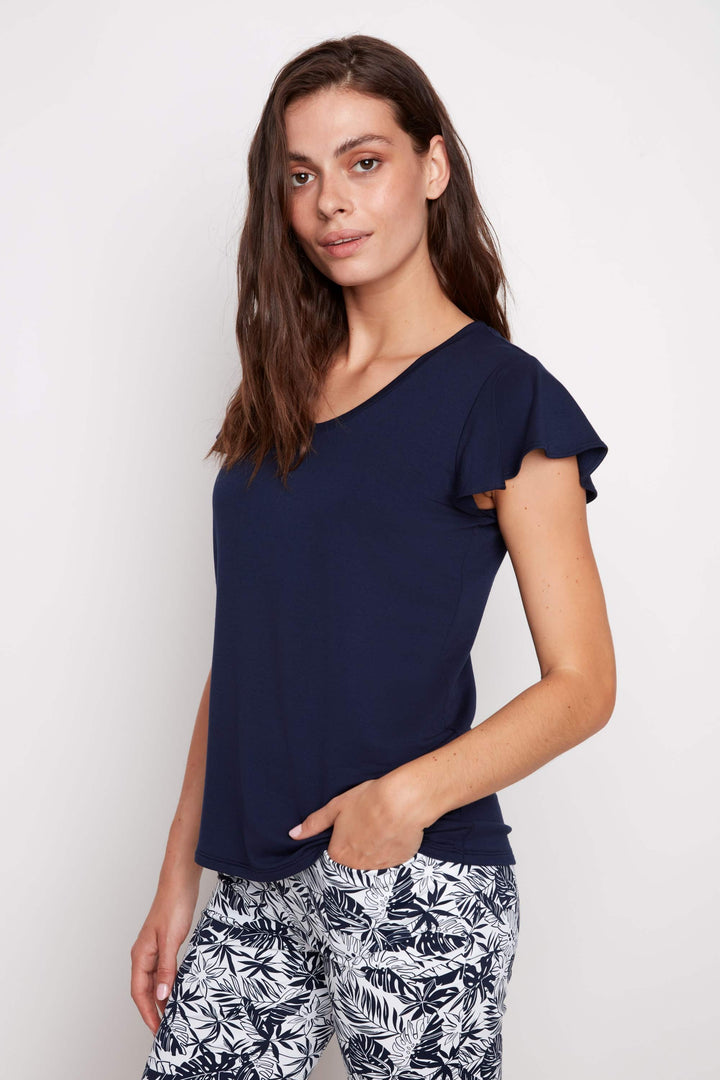 Provence V-neck Ruffle Sleeve Top