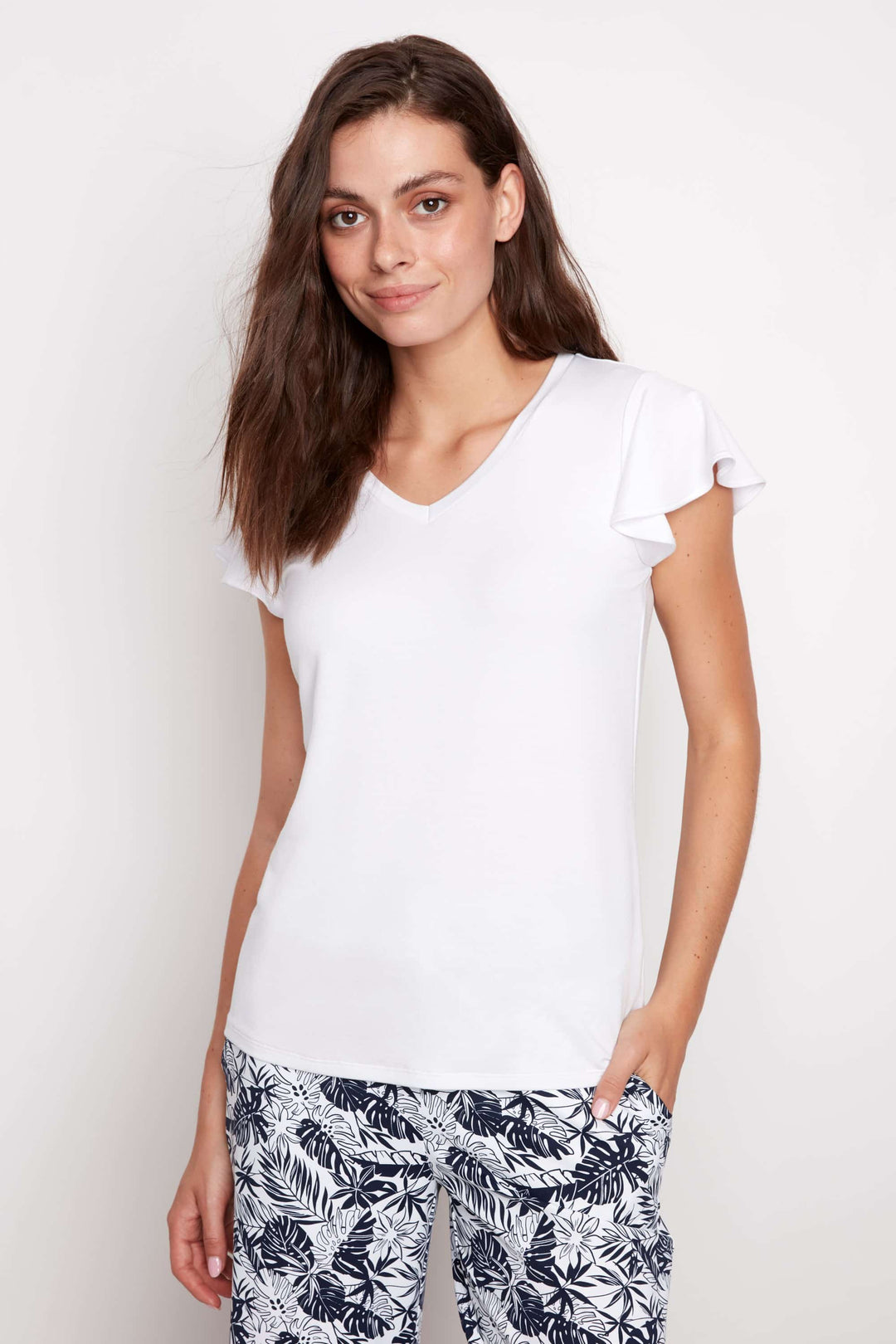 Provence V-neck Ruffle Sleeve Top