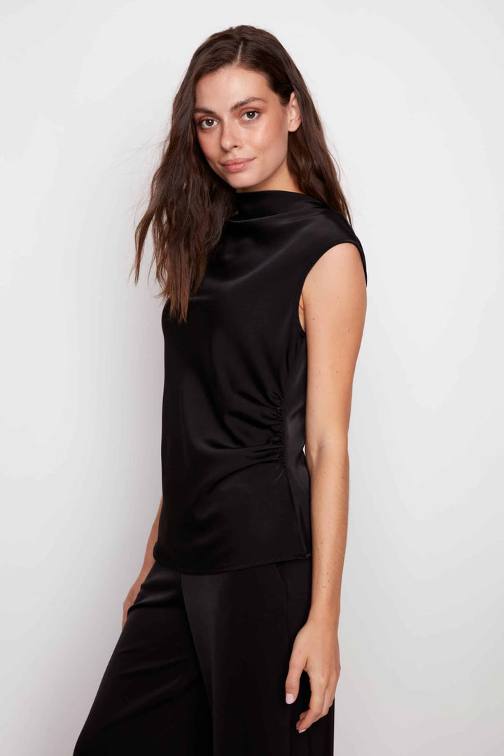 Belize Satin Drapey Sleeveless Top