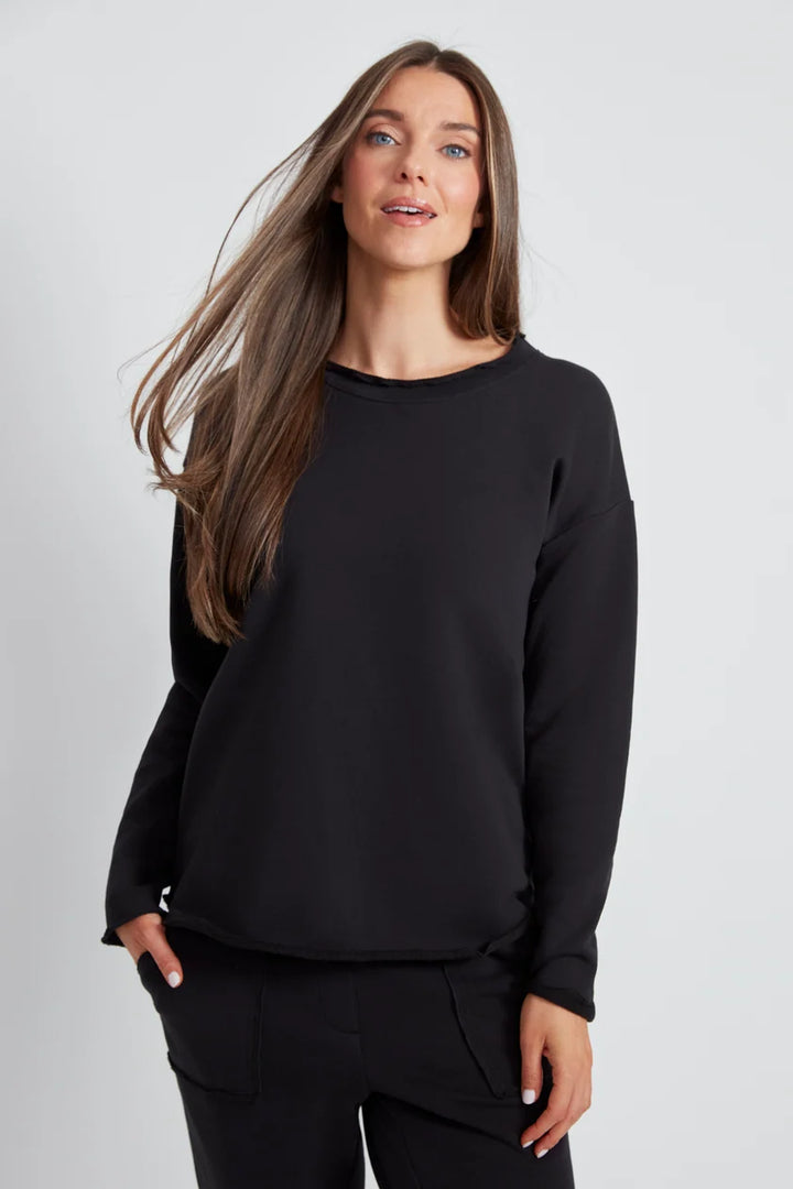 UP French Terry Raw Edge Long Sleeve Top 30656