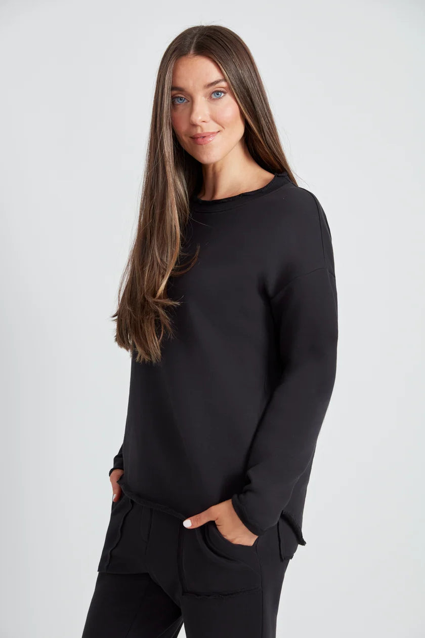 UP French Terry Raw Edge Long Sleeve Top 30656