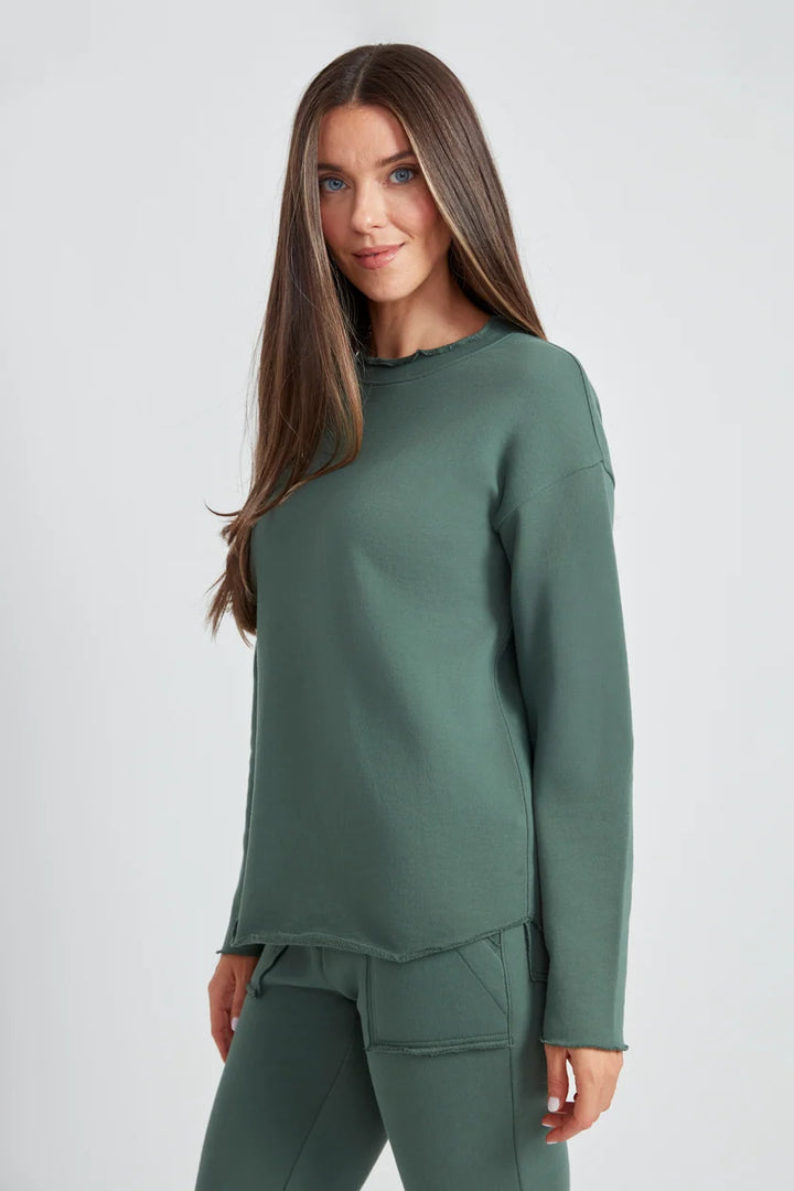 UP French Terry Raw Edge Long Sleeve Top 30656