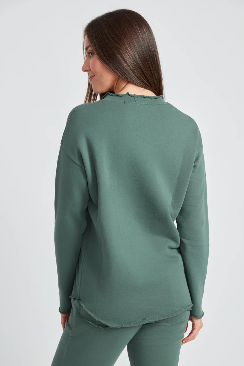 UP French Terry Raw Edge Long Sleeve Top 30656