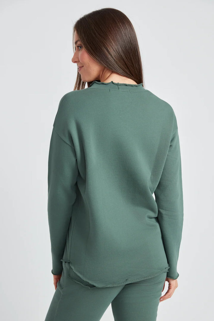 UP French Terry Raw Edge Long Sleeve Top 30656