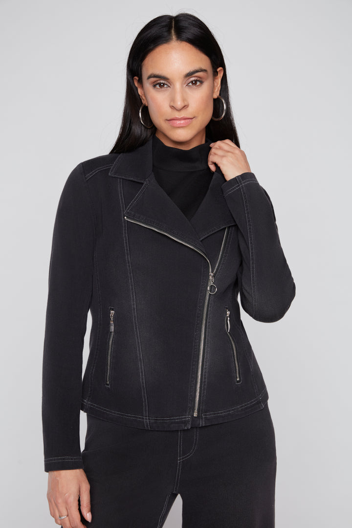 Compli K Dream Denim Long Sleeve Fitted Moto Jacket 36517