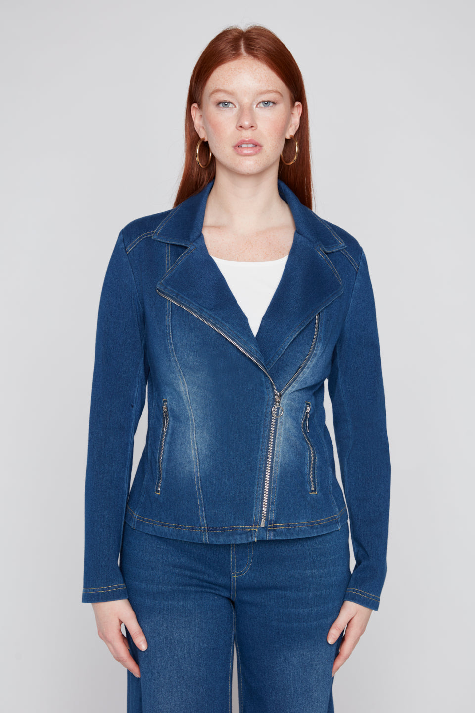 Compli K Dream Denim Long Sleeve Fitted Moto Jacket 36517