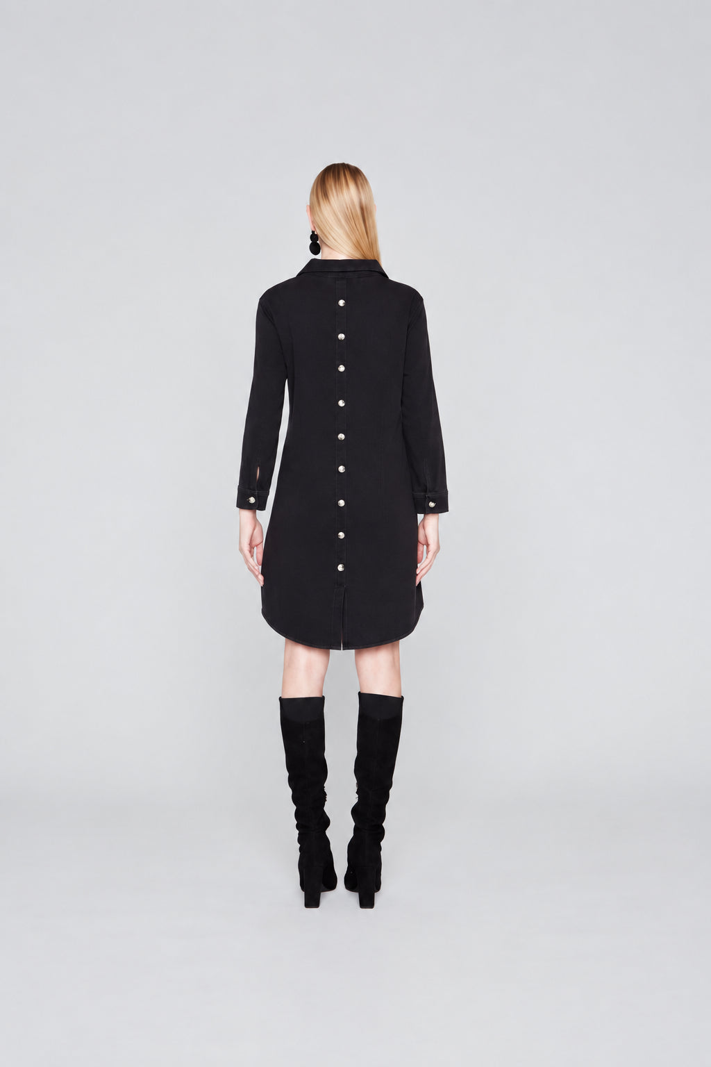 Compli K Dream Denim Novelty Dress With Back Button Detail And Roll Hem Sleeve With Tab 36519