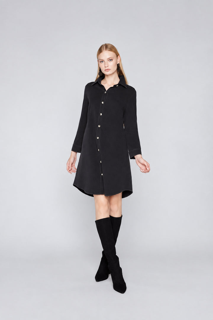 Compli K Dream Denim Novelty Dress With Back Button Detail And Roll Hem Sleeve With Tab 36519