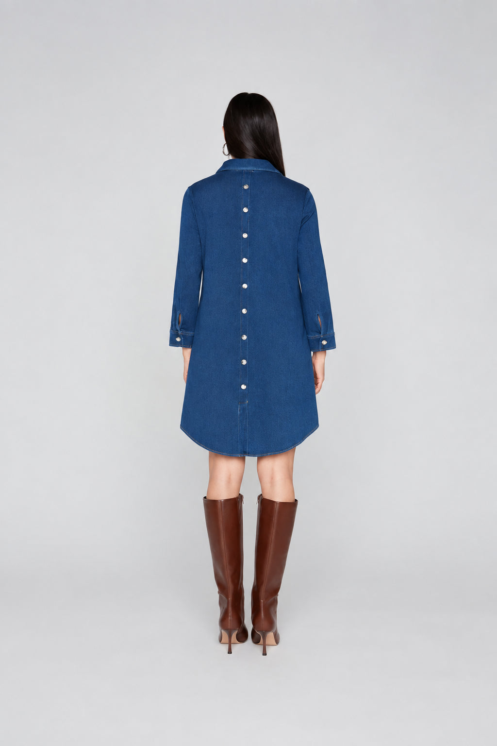 Compli K Dream Denim Novelty Dress With Back Button Detail And Roll Hem Sleeve With Tab 36519