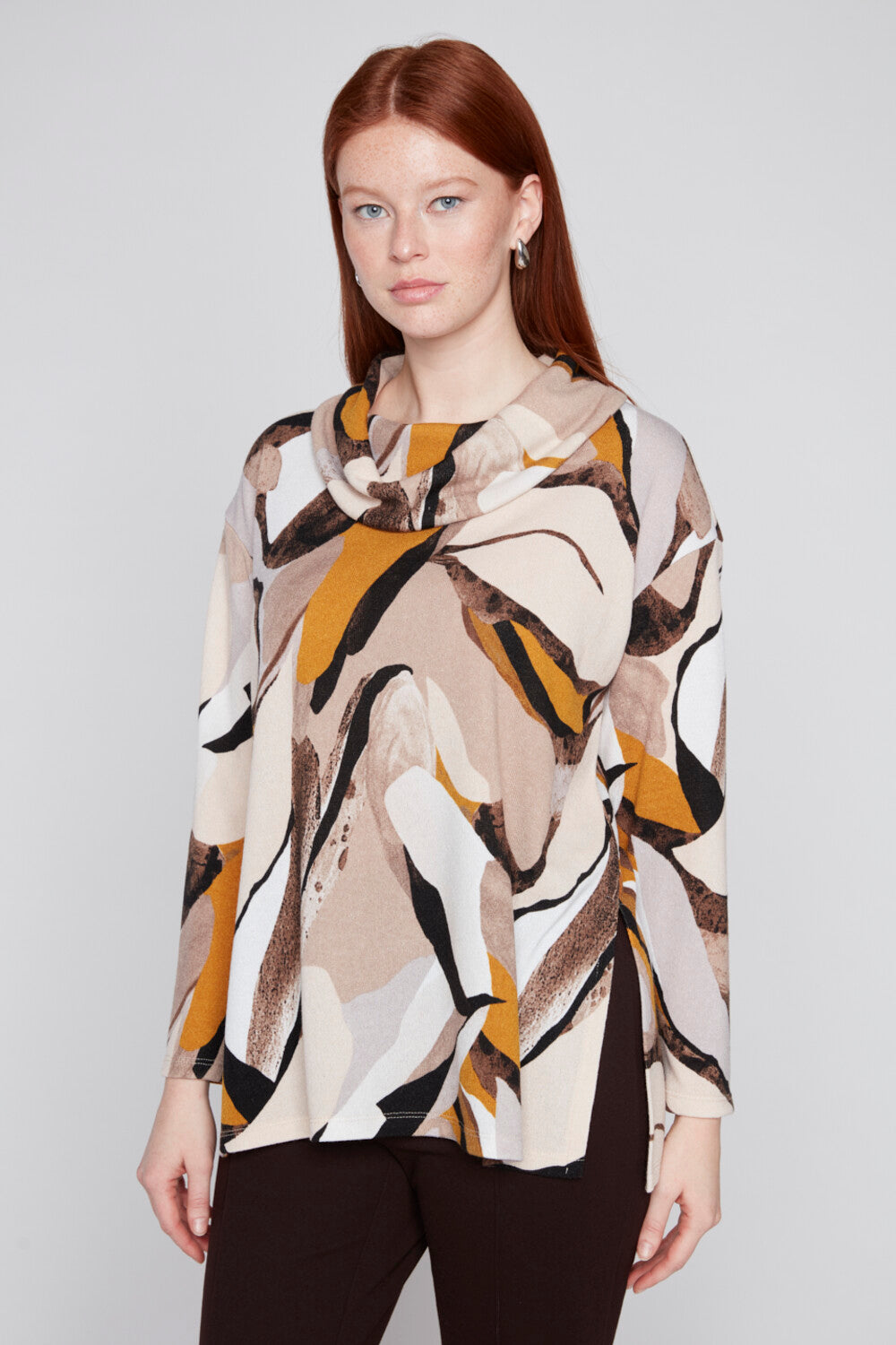 Compli K Pop Over Top With Rounded Neckline And High Side Slits 36540