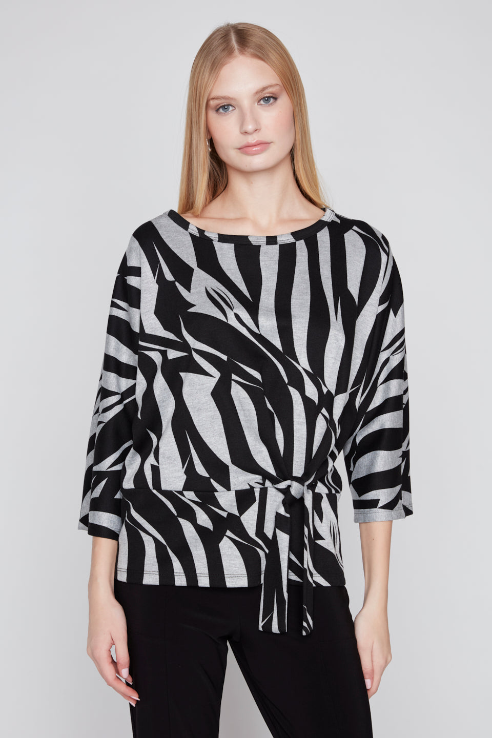 Compli K Pop Over Top With Tie Front Detail And Banded Bottom 36557