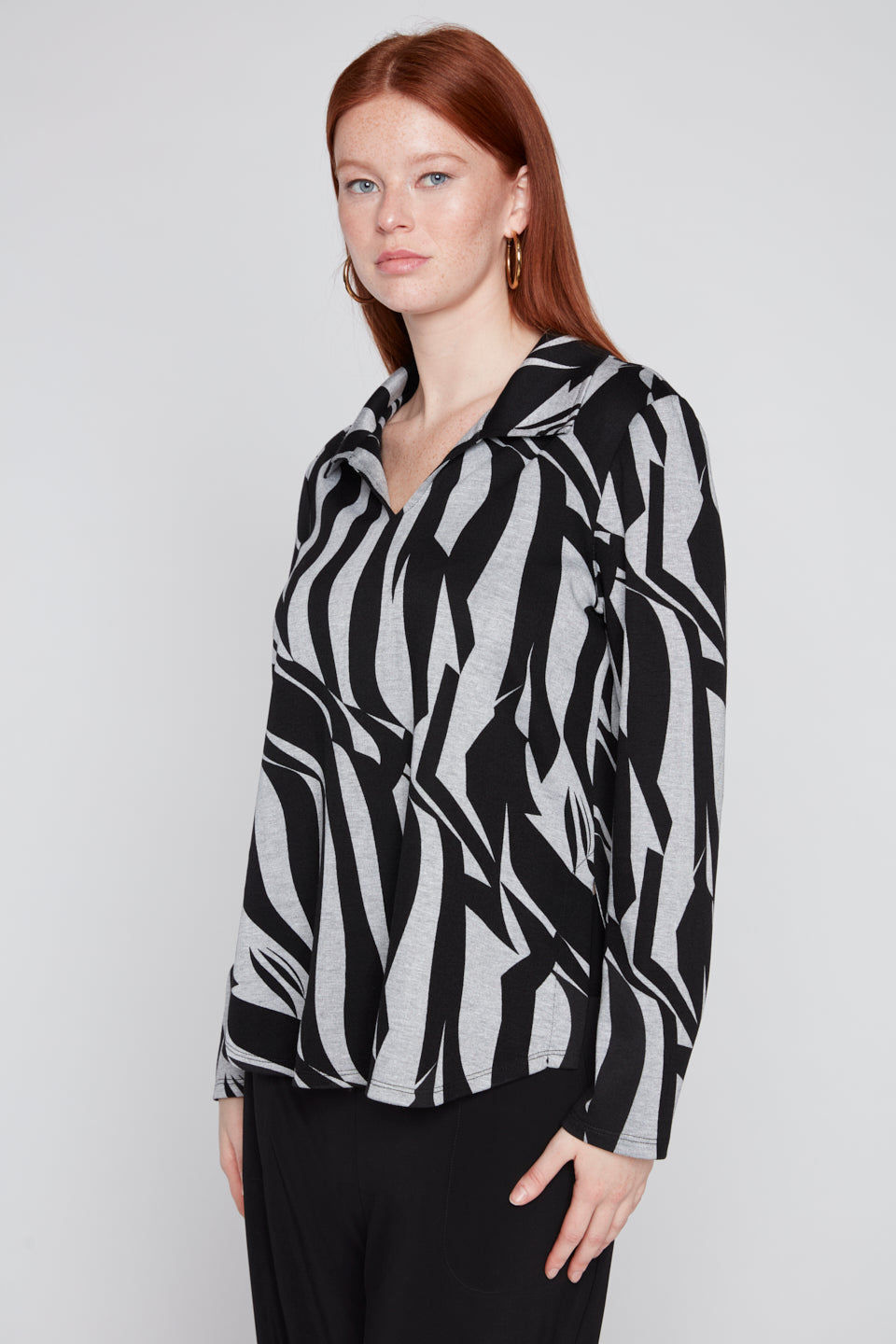 Compli K 3/4 Sleeve Top With Collar 36558