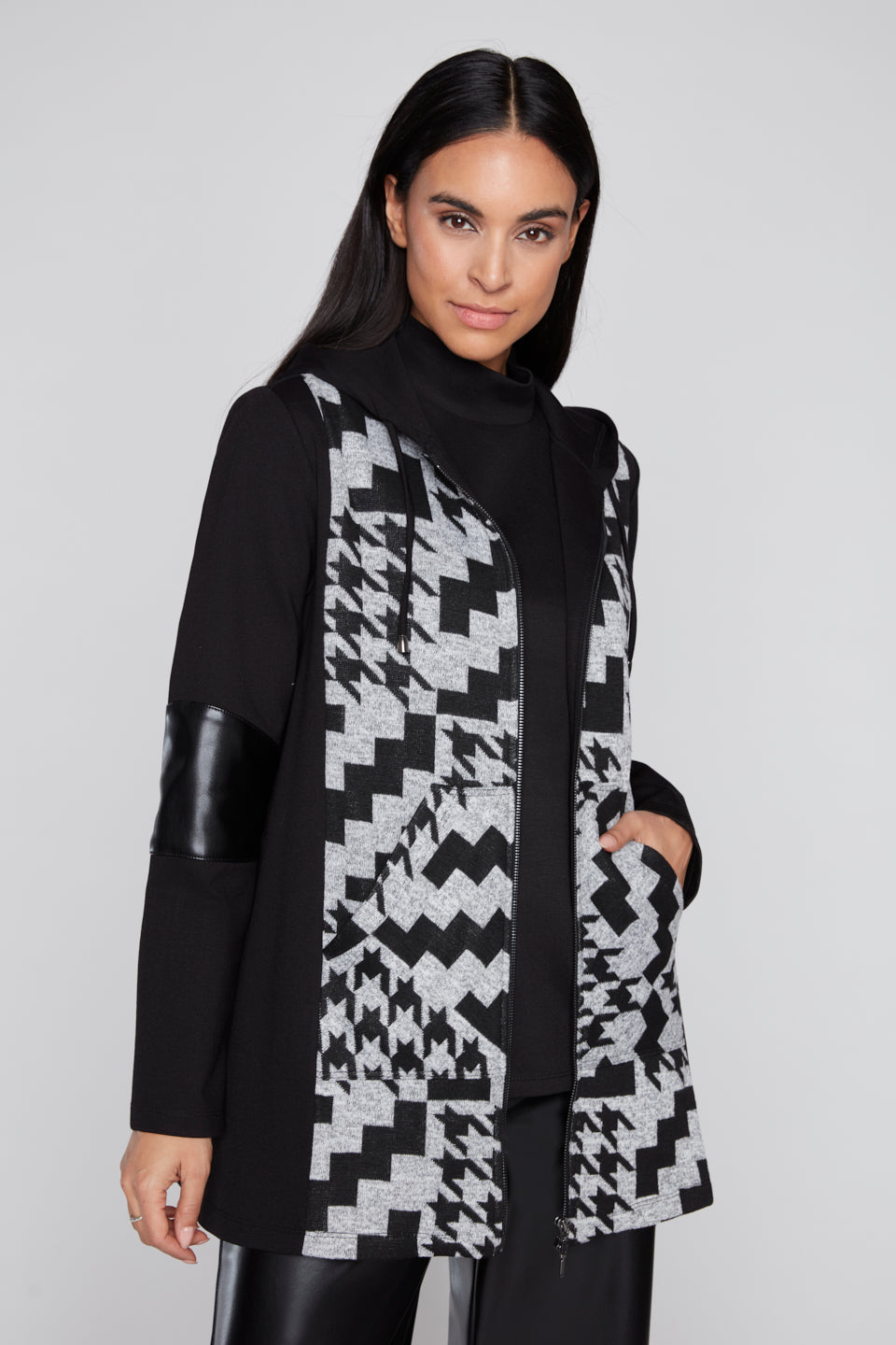 Compli K Novelty Hooded Zip Front Jacket 36563