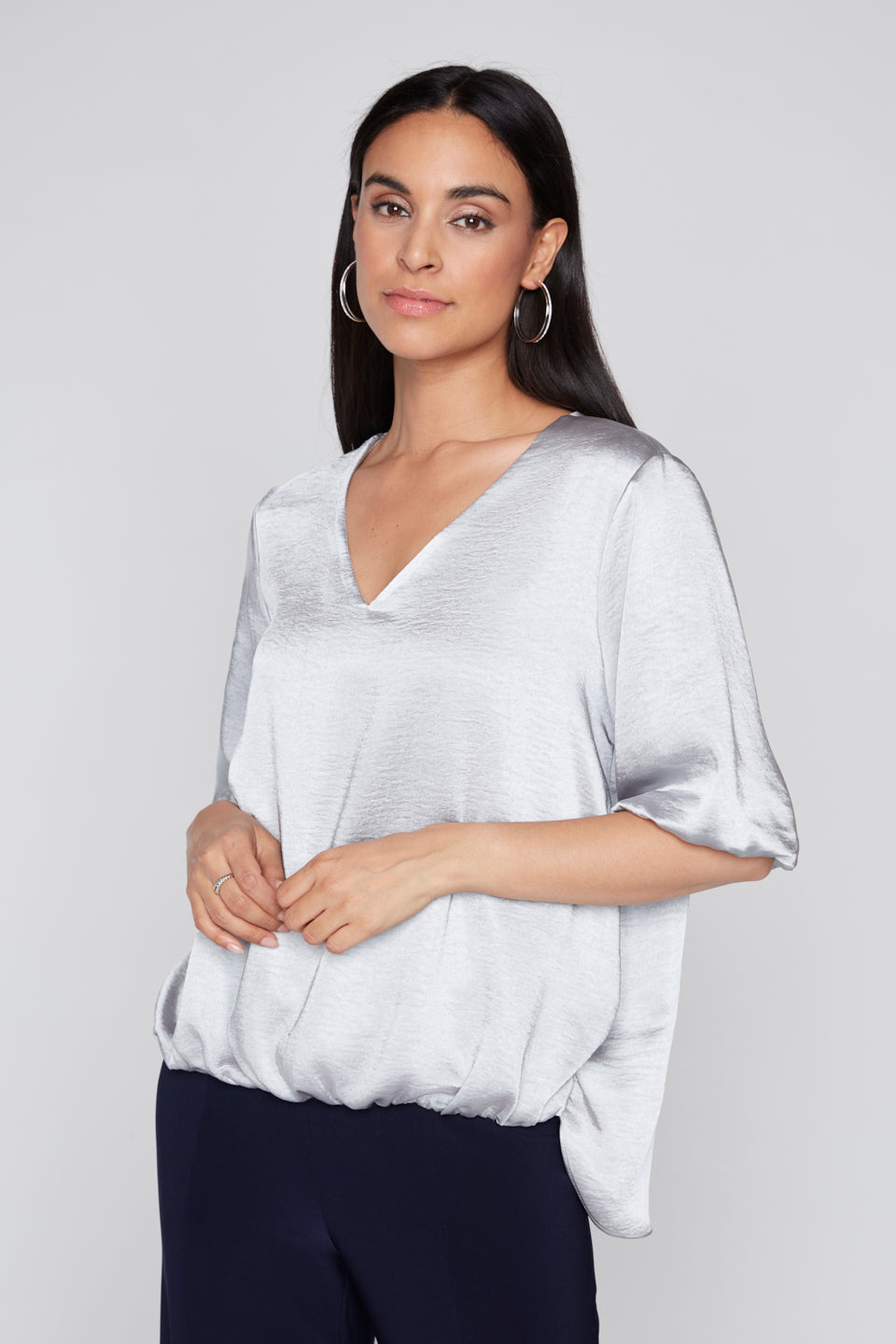 Compli K Short Sleeve Novelty V- Neck Top 50317
