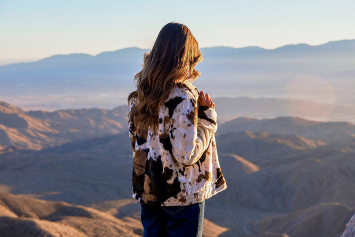 Long Sleeve Fur Jacket in Cow Pattern