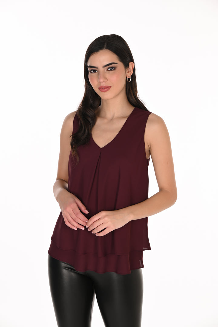 Layered Chiffon V-Neck Top Style 61175