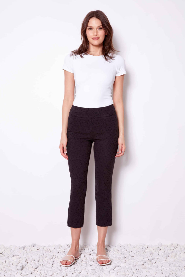 UP! Solid Textured Jacquard Cropped Pant 68445