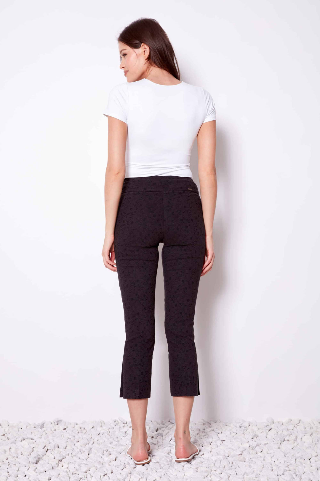 UP! Solid Textured Jacquard Cropped Pant 68445