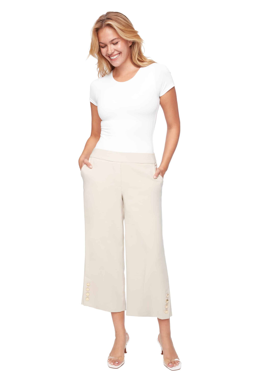 UP! Solid Amalfi Wide-leg Cropped Pant 68467