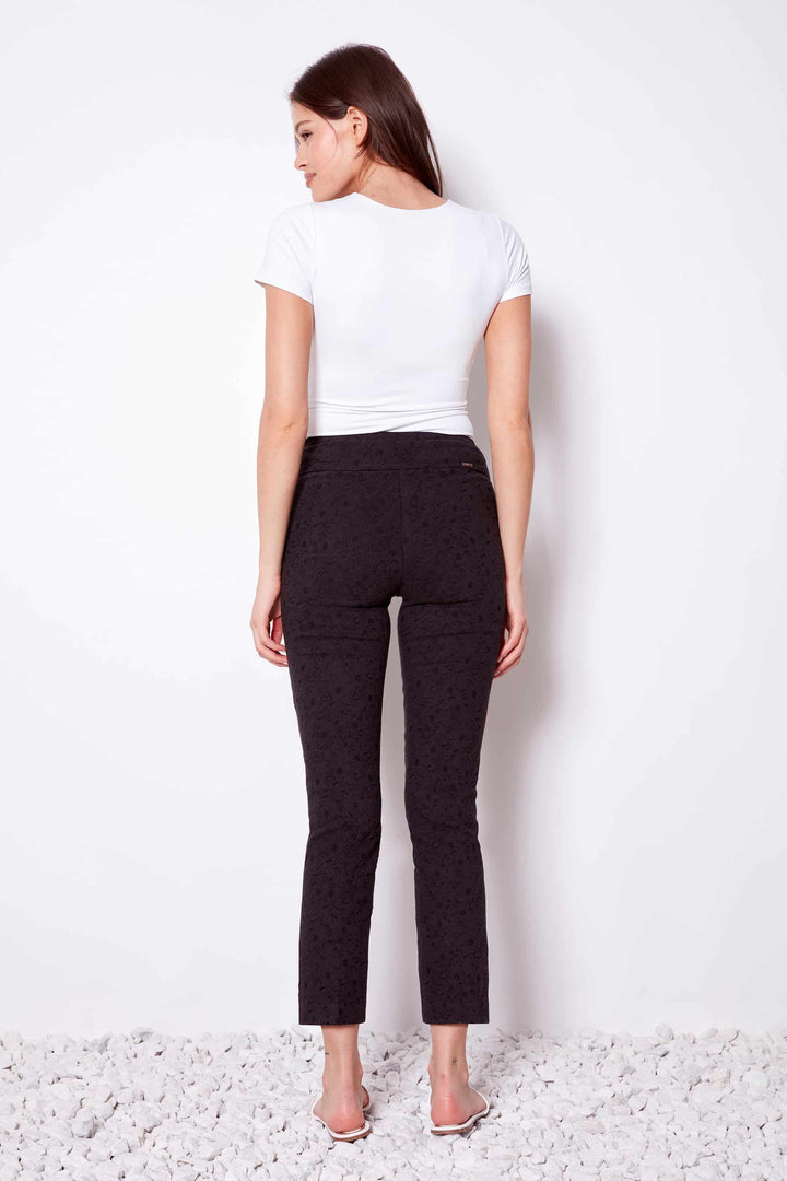 UP! Solid Textured Jacquard Ankle Pant 68477