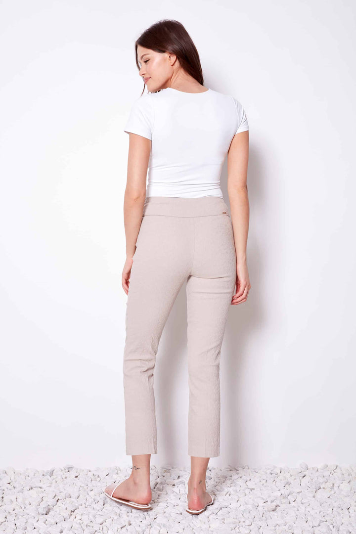 UP! Solid Textured Jacquard Ankle Pant 68477