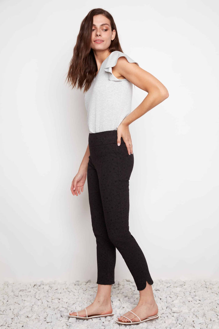 Textured Techno Petal-slit Ankle Pant Style 68816