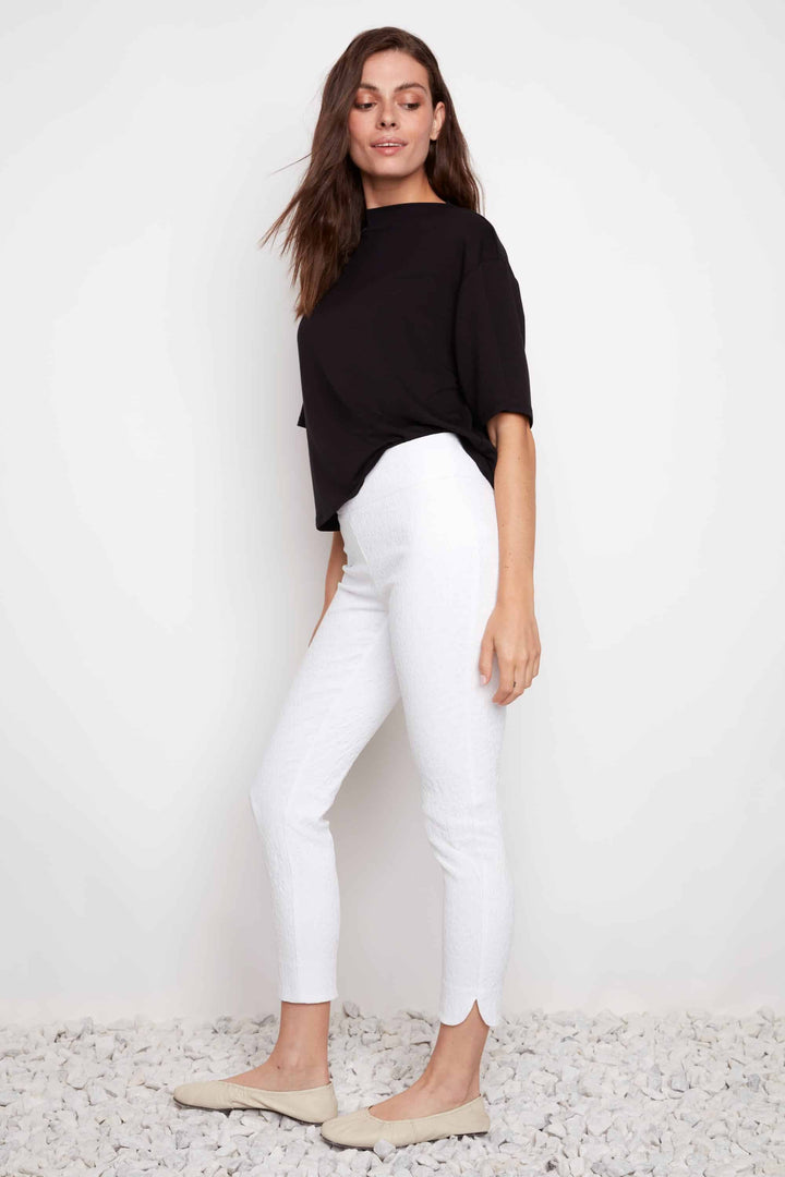 Textured Techno Petal-slit Ankle Pant Style 68816