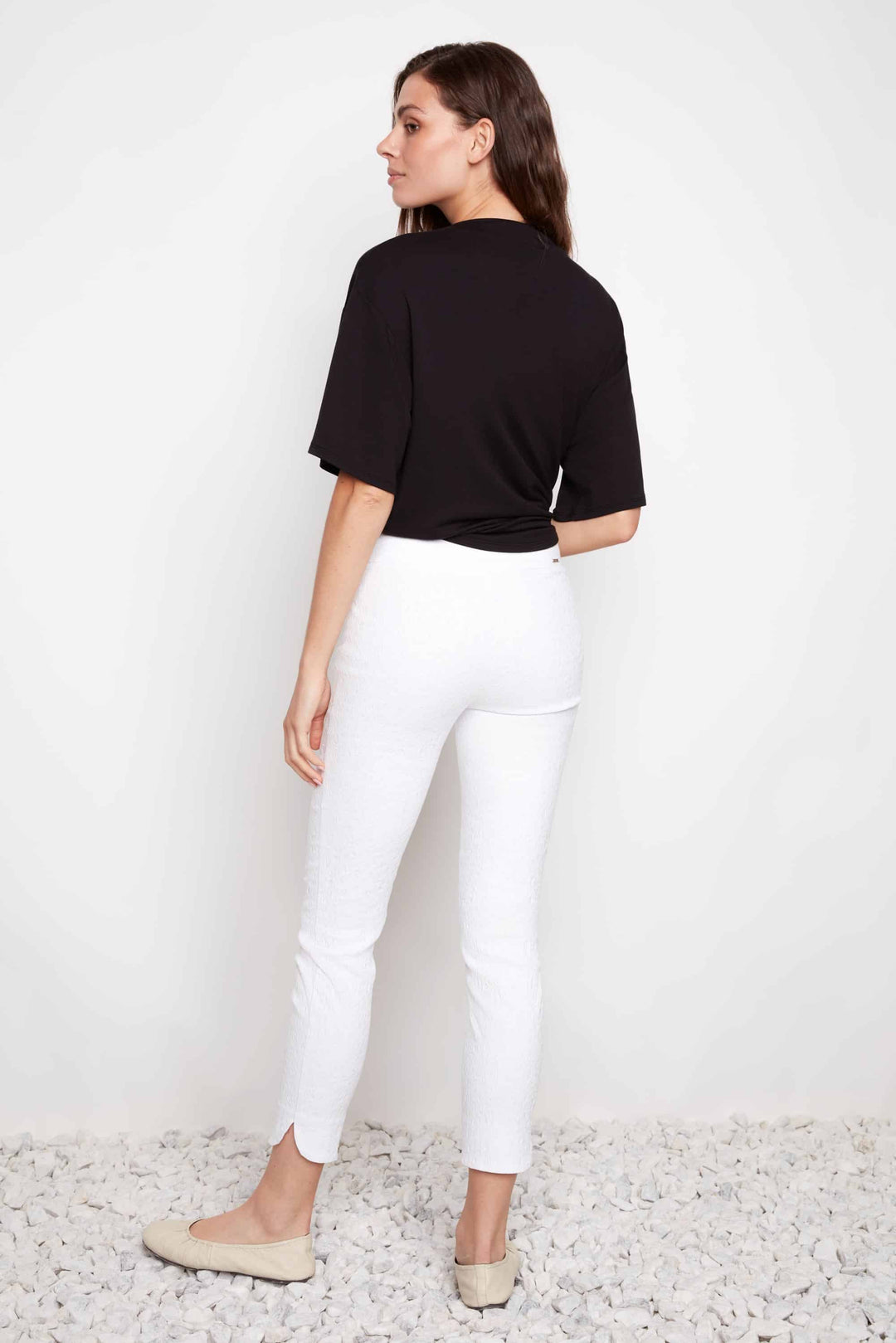 Textured Techno Petal-slit Ankle Pant Style 68816
