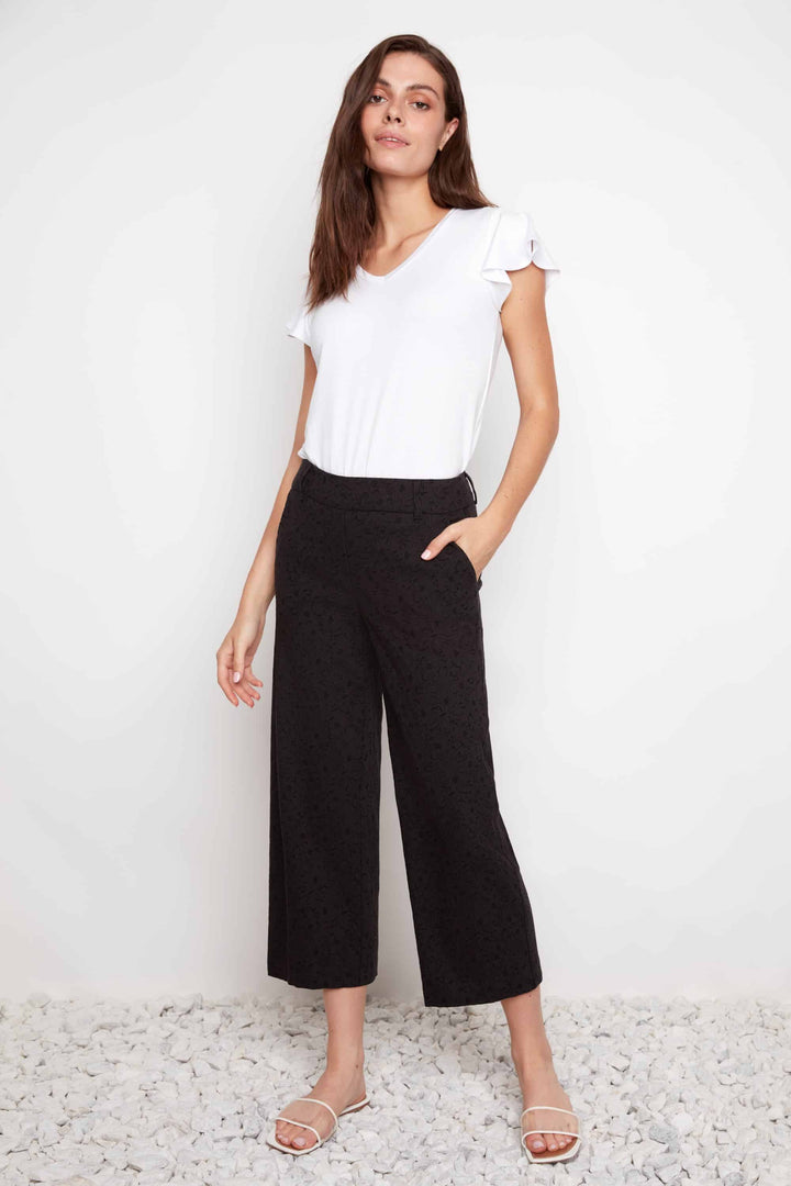 Textured Techno Wide Leg Cropped Pant