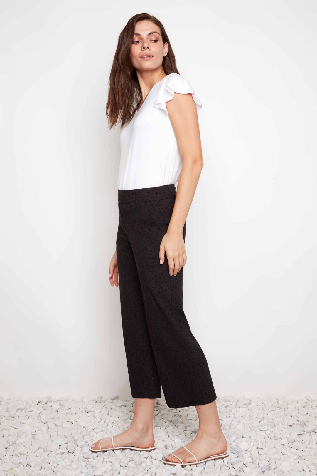 Textured Techno Wide Leg Cropped Pant