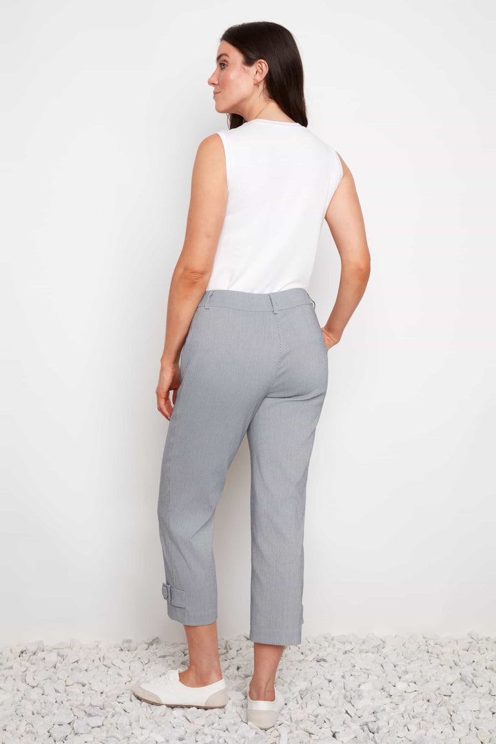 Navy Stripe Techno Button-tab Cropped Pant