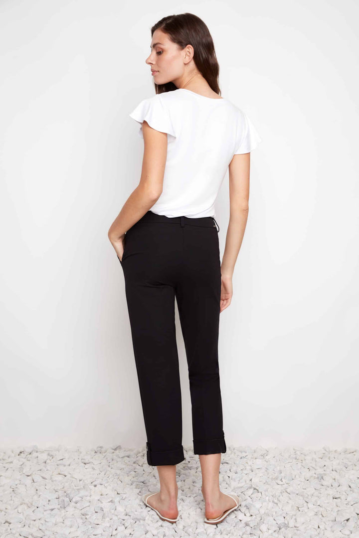 Compression Button-cuff Straight-leg Cropped Pant