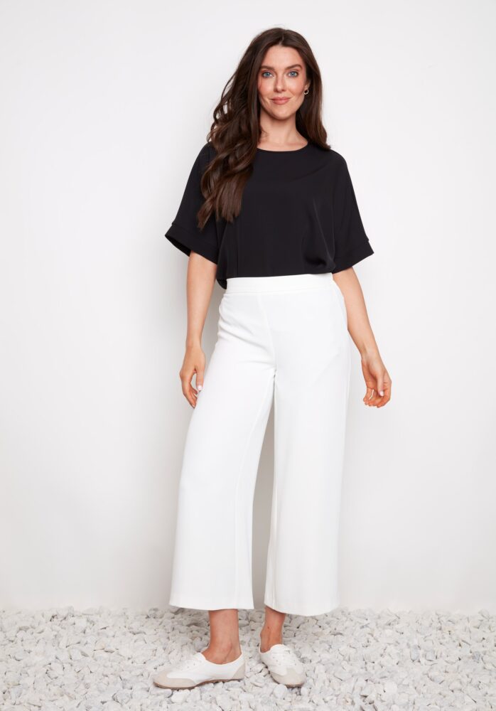 Vegan Silk Wide Leg Cropped Pant Style 68871
