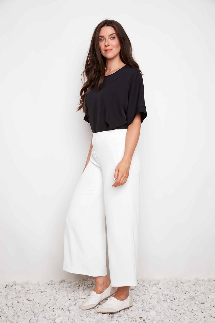 Vegan Silk Wide Leg Cropped Pant Style 68871