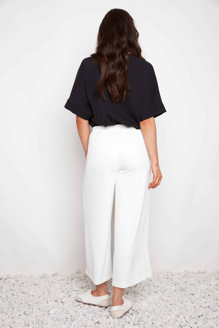 Vegan Silk Wide Leg Cropped Pant Style 68871