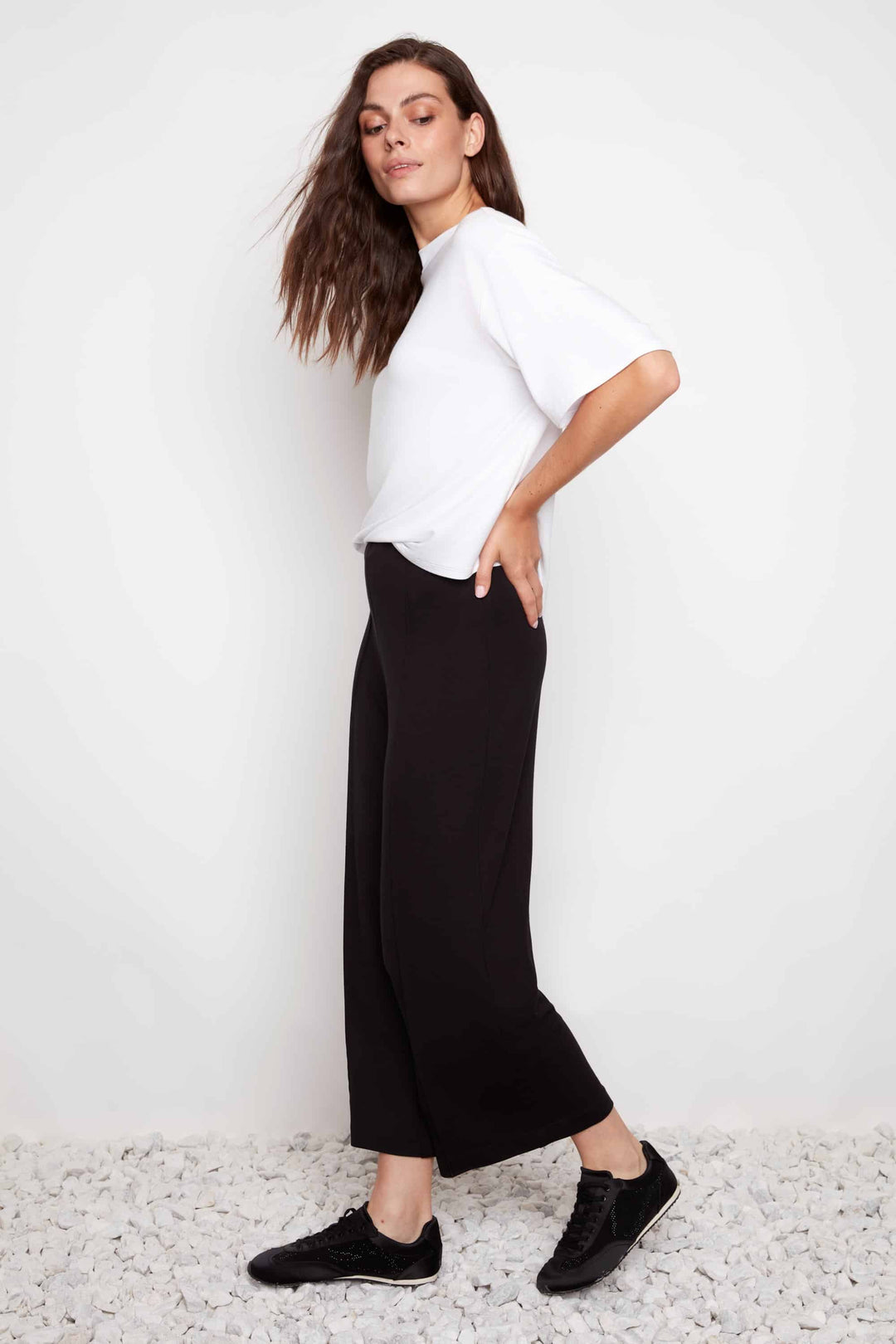 Provence Wide Leg Pintuck Cropped Pant